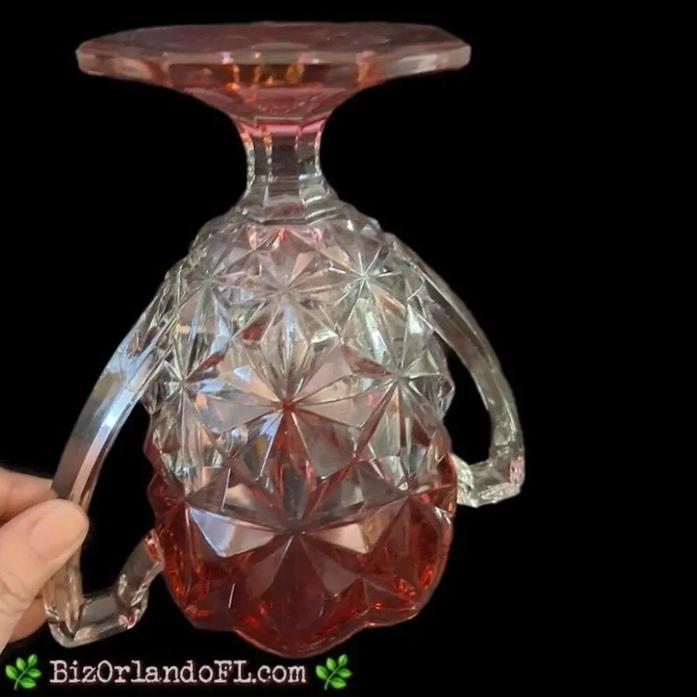 VINTAGE: Indiana Glass Monticello Trophy Clear Glass Vase w/ Ruby Red Stain HTF